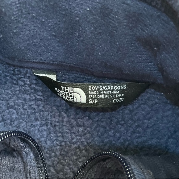 The North Face Dark Blue Fleece Long Sleeve Full-Zip Jacket Boys Sz Small 7/8 - Picture 3 of 3